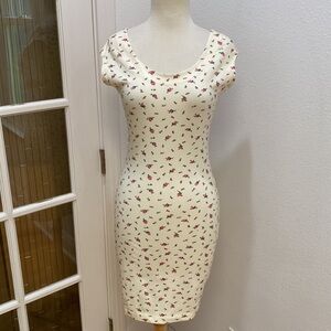 Vintage 🌷 Y2K Betsey Johnson Rosebud Floral Cotton Lycra Dress, Size Small